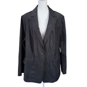 Lane Bryant Size 18 Charcoal Denim Blazer Jacket Stretch Tailored Workwear‎